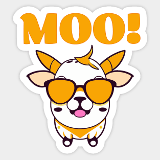 Funny Cow Saying Moo Sticker